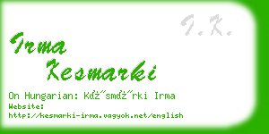 irma kesmarki business card